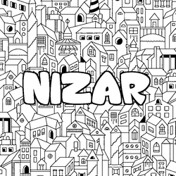 Coloraci&oacute;n del nombre NIZAR - decorado ciudad