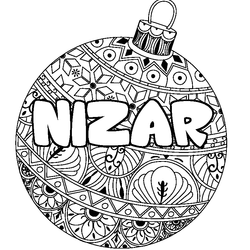 Coloraci&oacute;n del nombre NIZAR - decorado bola de Navidad