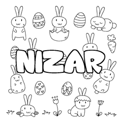 Coloraci&oacute;n del nombre NIZAR - decorado Pascua