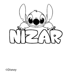 Coloraci&oacute;n del nombre NIZAR - decorado Stitch