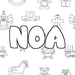 Coloraci&oacute;n del nombre NOA - decorado juguetes