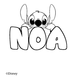 Coloraci&oacute;n del nombre NOA - decorado Stitch