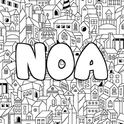 Coloraci&oacute;n del nombre NOA - decorado ciudad
