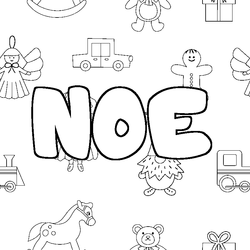 Coloraci&oacute;n del nombre NOE - decorado juguetes