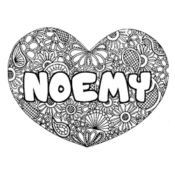 Coloraci&oacute;n del nombre NOEMY - decorado mandala de coraz&oacute;n