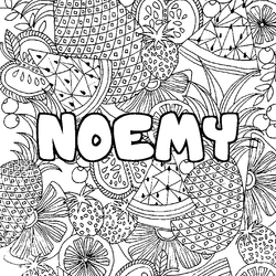 Coloraci&oacute;n del nombre NOEMY - decorado mandala de frutas