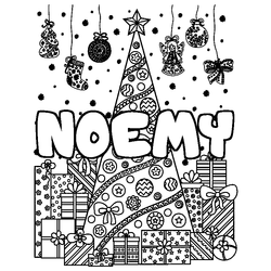 Coloraci&oacute;n del nombre NOEMY - decorado &aacute;rbol de Navidad y regalos