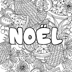 Coloraci&oacute;n del nombre NO&Euml;L - decorado mandala de frutas
