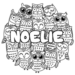 Coloraci&oacute;n del nombre NOELIE - decorado b&uacute;hos