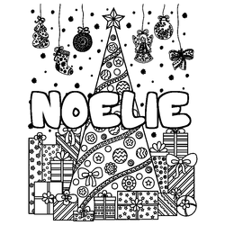 Coloraci&oacute;n del nombre NOELIE - decorado &aacute;rbol de Navidad y regalos