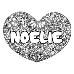 Coloraci&oacute;n del nombre NO&Eacute;LIE - decorado mandala de coraz&oacute;n