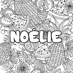 Coloraci&oacute;n del nombre NO&Eacute;LIE - decorado mandala de frutas