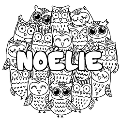 Coloraci&oacute;n del nombre NO&Eacute;LIE - decorado b&uacute;hos