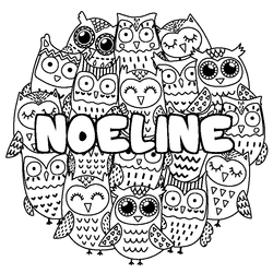 Coloraci&oacute;n del nombre NOELINE - decorado b&uacute;hos