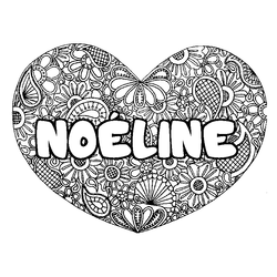 Coloraci&oacute;n del nombre NO&Eacute;LINE - decorado mandala de coraz&oacute;n