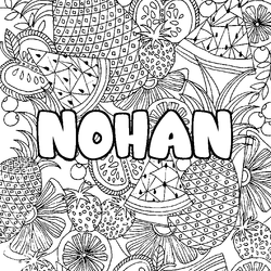 Coloraci&oacute;n del nombre NOHAN - decorado mandala de frutas