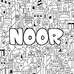 Coloraci&oacute;n del nombre NOOR - decorado ciudad