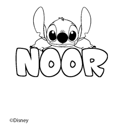 Coloraci&oacute;n del nombre NOOR - decorado Stitch