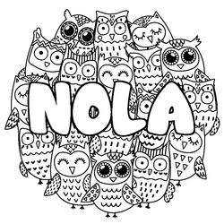 Coloraci&oacute;n del nombre NOLA - decorado b&uacute;hos