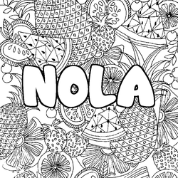 Coloraci&oacute;n del nombre NOLA - decorado mandala de frutas