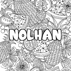 Coloraci&oacute;n del nombre NOLHAN - decorado mandala de frutas