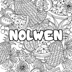 Coloraci&oacute;n del nombre NOLWEN - decorado mandala de frutas