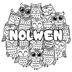 Coloraci&oacute;n del nombre NOLWEN - decorado b&uacute;hos