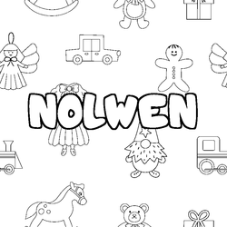 Coloraci&oacute;n del nombre NOLWEN - decorado juguetes