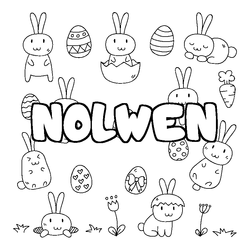 Coloraci&oacute;n del nombre NOLWEN - decorado Pascua
