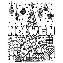 Coloraci&oacute;n del nombre NOLWEN - decorado &aacute;rbol de Navidad y regalos