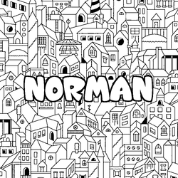 Coloraci&oacute;n del nombre NORMAN - decorado ciudad