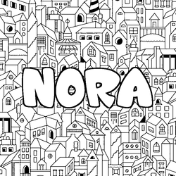 Coloraci&oacute;n del nombre NORA - decorado ciudad