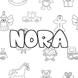 Coloraci&oacute;n del nombre NORA - decorado juguetes