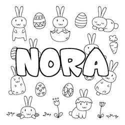 Coloraci&oacute;n del nombre NORA - decorado Pascua