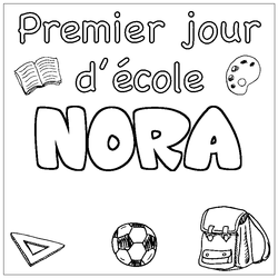 Coloraci&oacute;n del nombre NORA - decorado primer d&iacute;a de escuela