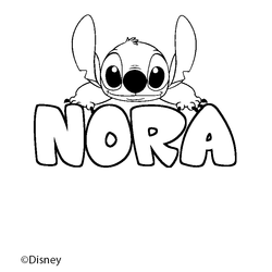 Coloraci&oacute;n del nombre NORA - decorado Stitch