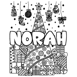 Coloraci&oacute;n del nombre NORAH - decorado &aacute;rbol de Navidad y regalos