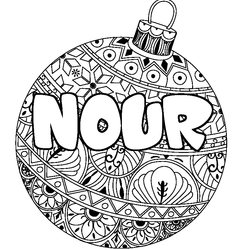 Coloraci&oacute;n del nombre NOUR - decorado bola de Navidad