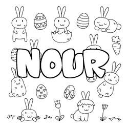 Coloraci&oacute;n del nombre NOUR - decorado Pascua