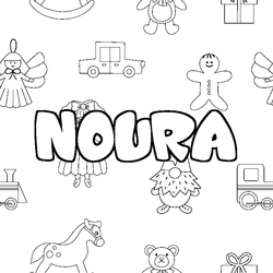 Coloraci&oacute;n del nombre NOURA - decorado juguetes