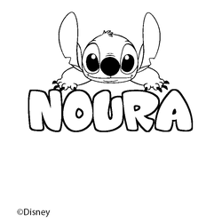 Coloraci&oacute;n del nombre NOURA - decorado Stitch