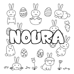 Coloraci&oacute;n del nombre NOURA - decorado Pascua