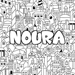 Coloraci&oacute;n del nombre NOURA - decorado ciudad