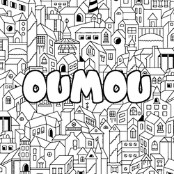 Coloraci&oacute;n del nombre OUMOU - decorado ciudad