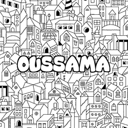 Coloraci&oacute;n del nombre OUSSAMA - decorado ciudad