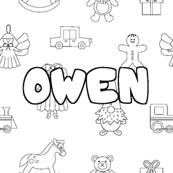 Coloraci&oacute;n del nombre OWEN - decorado juguetes