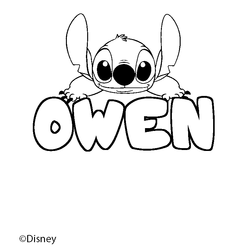 Coloraci&oacute;n del nombre OWEN - decorado Stitch
