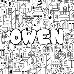 Coloraci&oacute;n del nombre OWEN - decorado ciudad