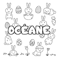 Coloraci&oacute;n del nombre OC&Eacute;ANE - decorado Pascua
