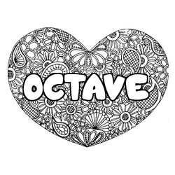 Coloraci&oacute;n del nombre OCTAVE - decorado mandala de coraz&oacute;n
